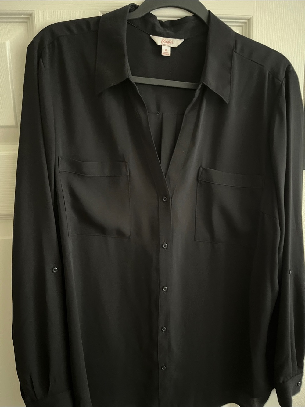 Candie's Black Long-Sleeve Button-Down Shirt